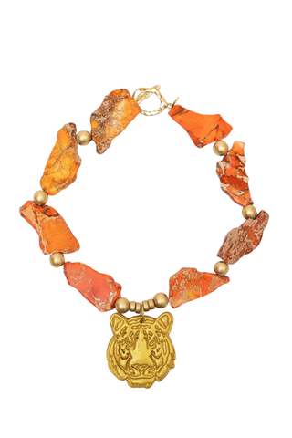 Orange Jasper Nuggets w/ Tiger Necklace