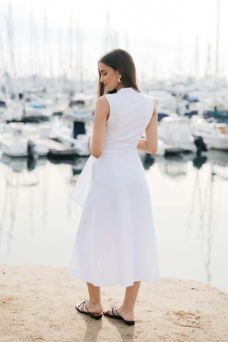Marilyn Cotton Tie Dress - White