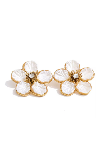 Floral Pearl Stud Earrings