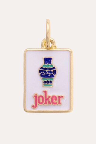 Joker Mahjong Tile Charm In White, Blue, & Pink