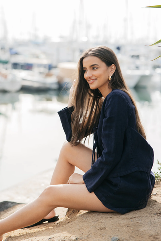 Hudson Linen Shorts - Navy