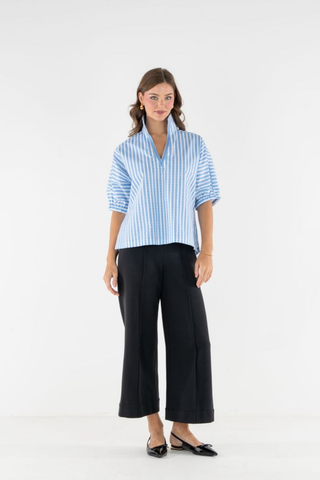 Poppy Top - French Blue Stripe