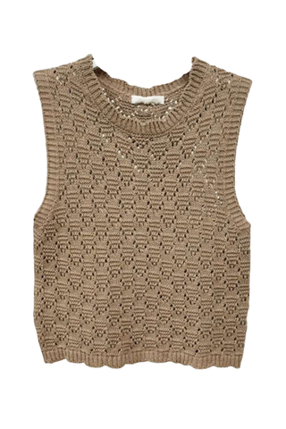 Pointelle Crochet Knot Sleeveless Top