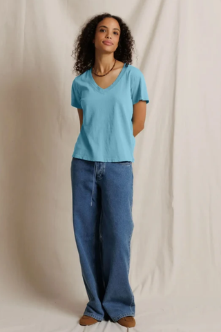 Cotton SS Boxy V-Neck Tee