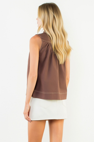 Short Sleeve Top with Stitching