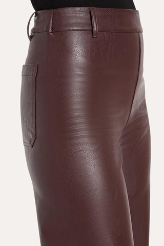 Hi Waist Vegan Leather Wide Leg